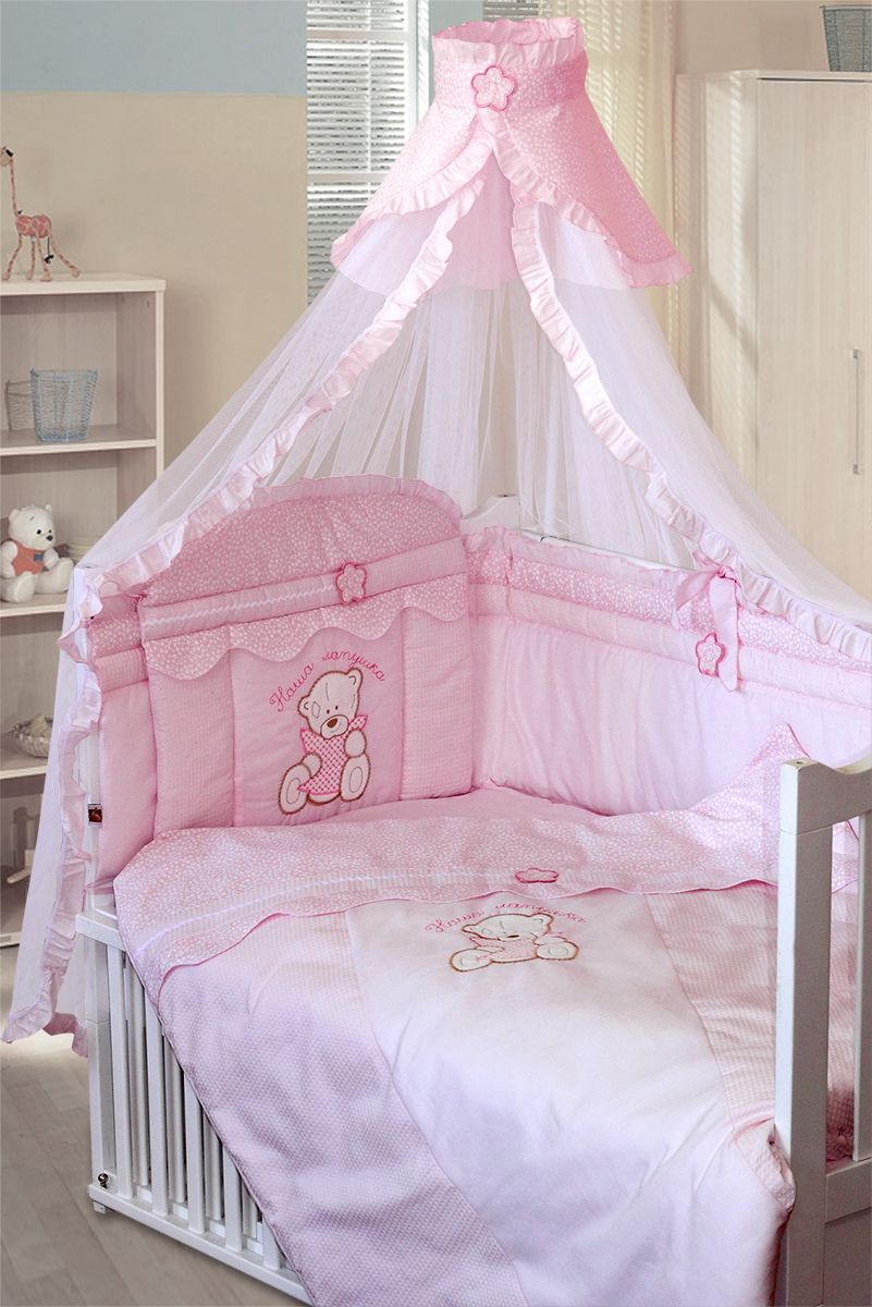 Золотой Гусь Комплект белья для новорожденных Сабина 7 предметов цвет розовый