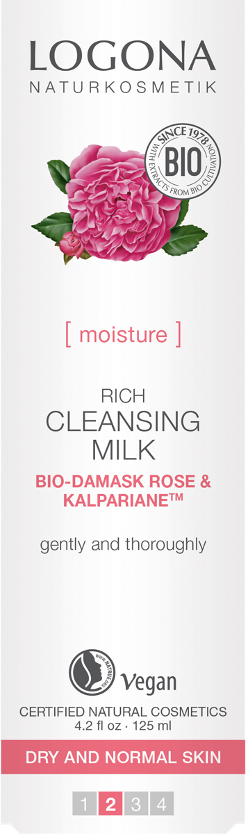 Logona Насыщенное молочко для очищения лица с Био-Дамасской Розой и комплексом Kalpariane, 125 мл