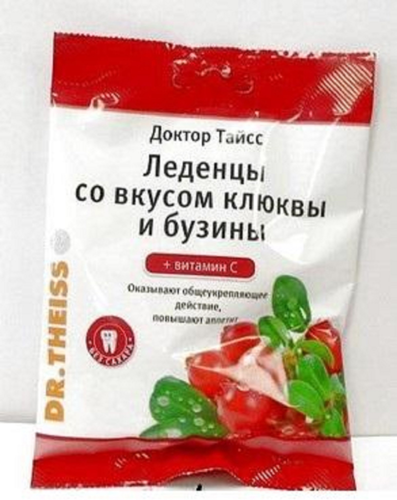Доктор Тайсс Леденцы со вкусом клюквы и бузины + витамин С 50г