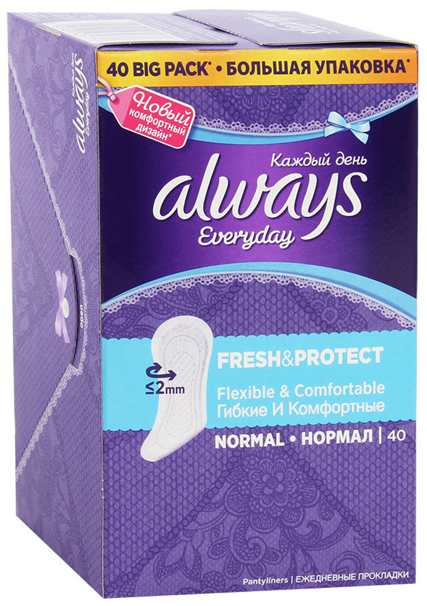 Always Ежедневные гигиенические прокладки Каждый день нормал Clean & Protect, 2 мм, 40 шт