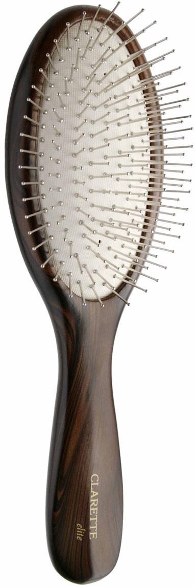 Щетка для волос на подушке с металлическими зубцами, цвет: коричневый