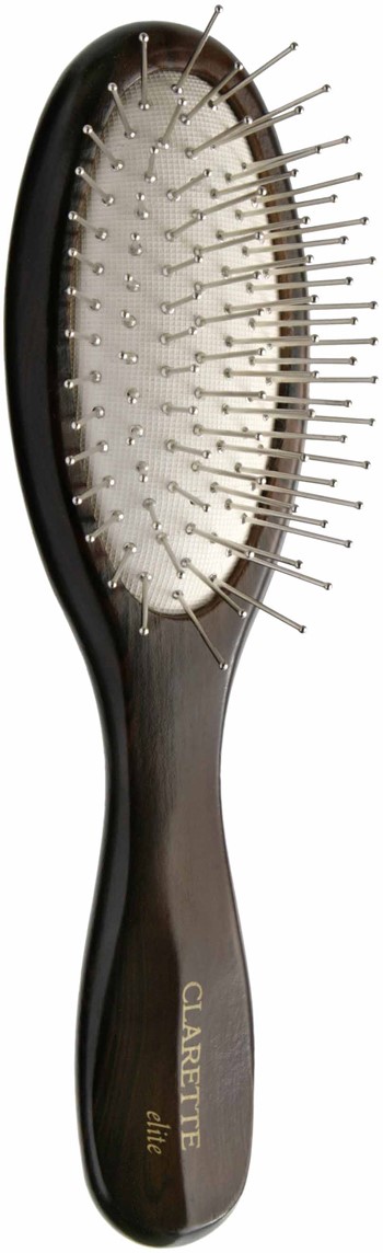 Clarette Щетка для волос на подушке с металлическими зубцами компакт, цвет: коричневый
