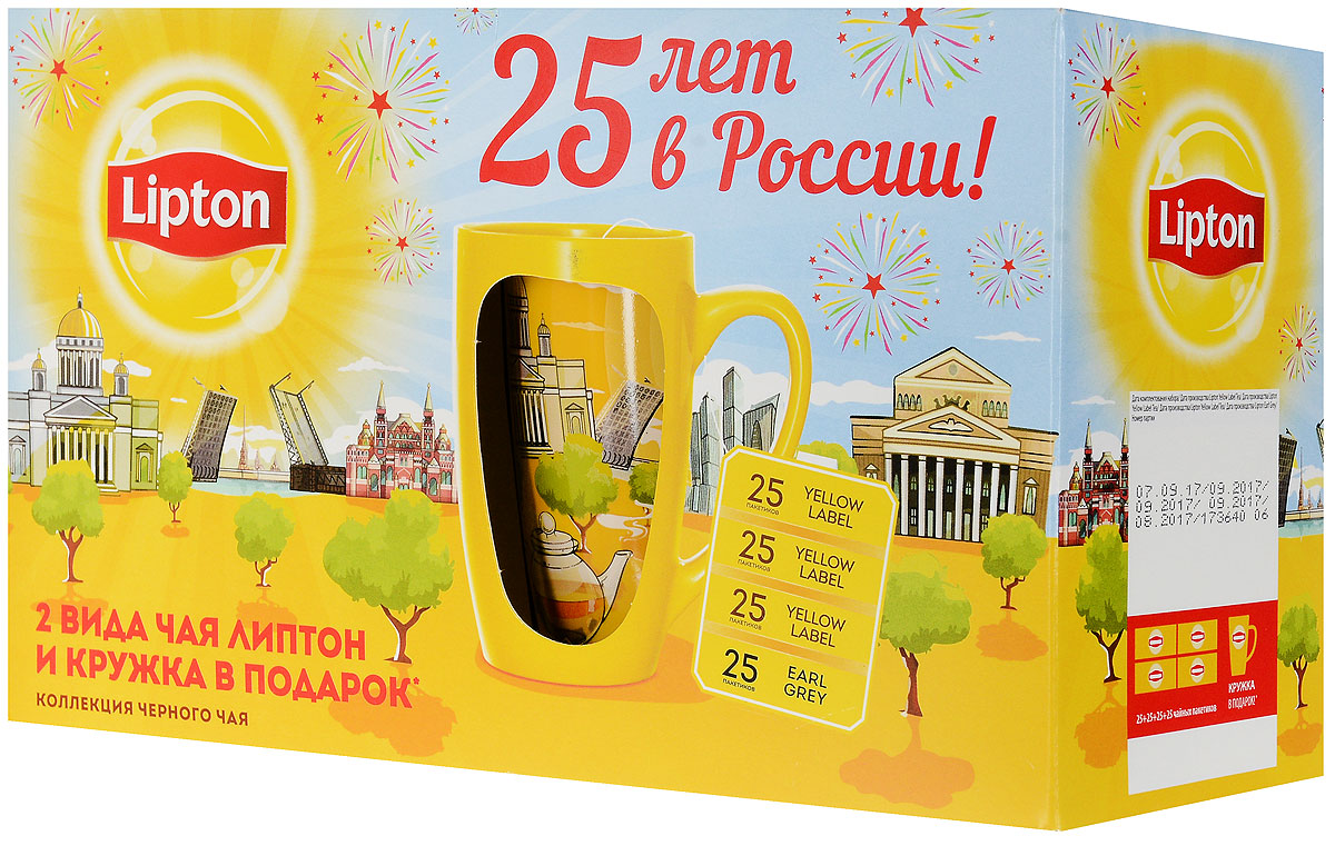 Lipton коллекция черного чая в пакетиках и кружка в подарок, 100 шт lipton lemon melissa green tea зеленый чай в пирамидках с листочками лимонной мяты 20 шт
