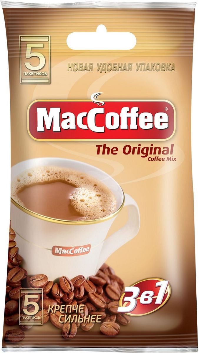 МасСoffee 3 в 1 Original кофейный напиток, 5 шт maximus columbian растворимый кофейный напиток в пакетиках 20 шт