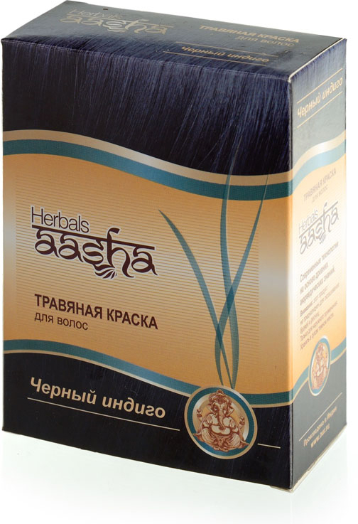 Aasha Herbals Травяная краска для волос Черный Индиго, 6 х 10 г