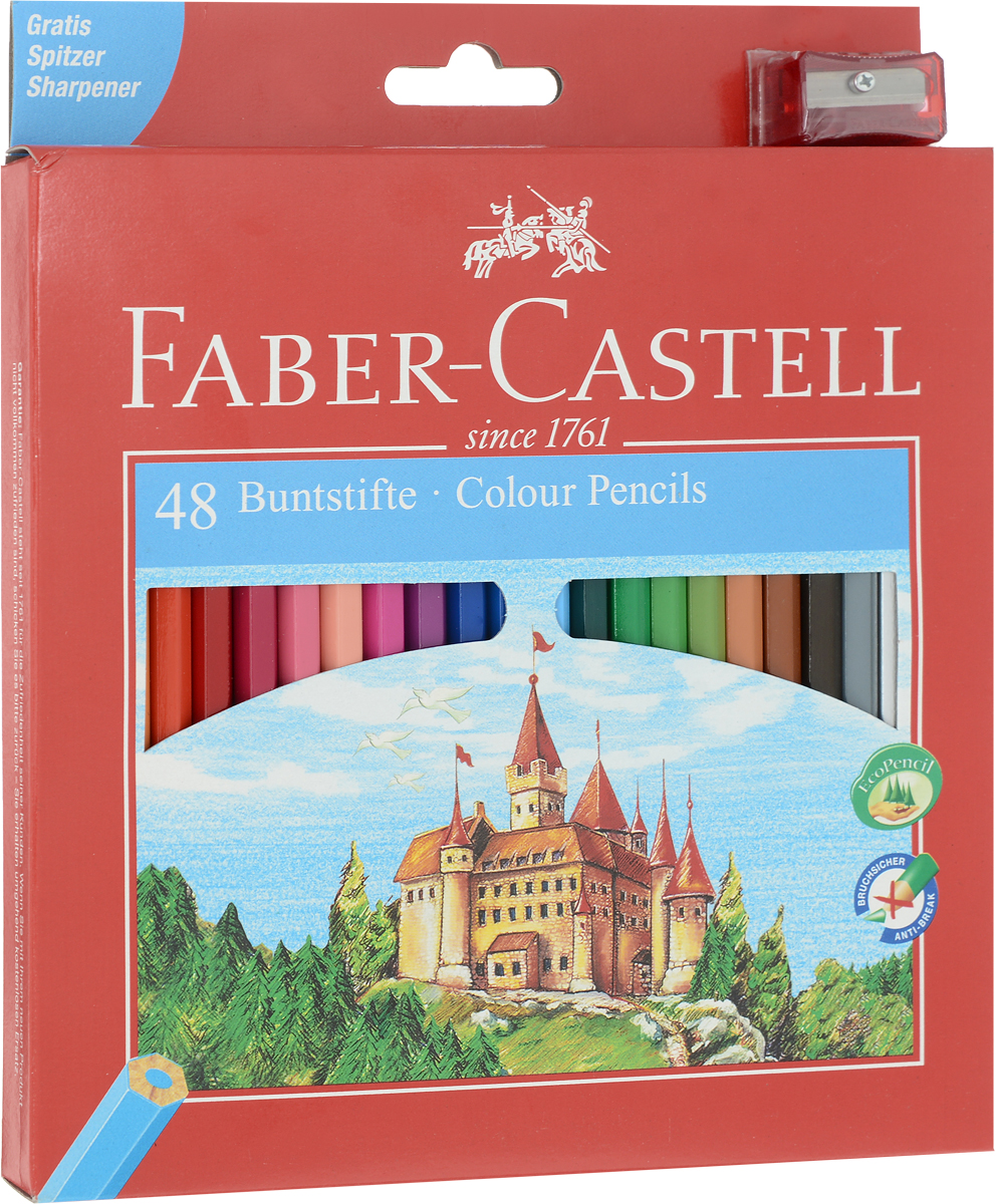 Faber-Castell Набор цветных карандашей Eco с точилкой 48 цветов цвет точилки красный