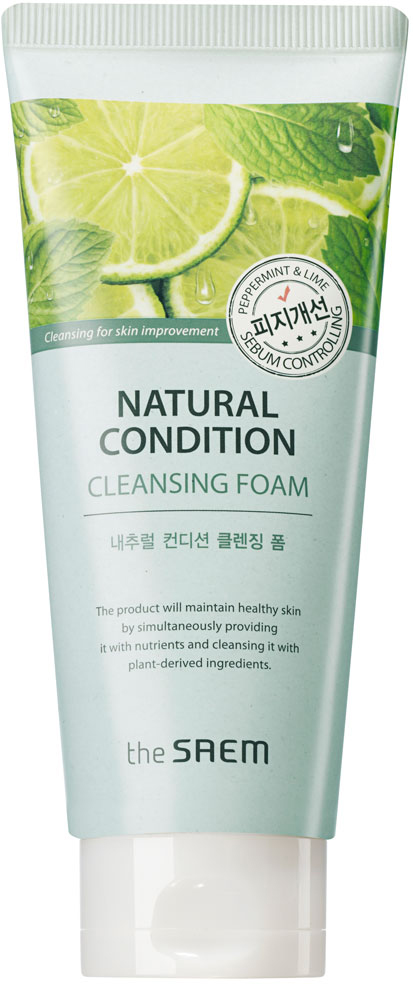 The Saem Пенка для умывания жирной кожи Natural Condition Cleansing Foam Sebum Controlling, 150 мл очищающий щербет natural condition sorbet cleanser new 100 мл the saem
