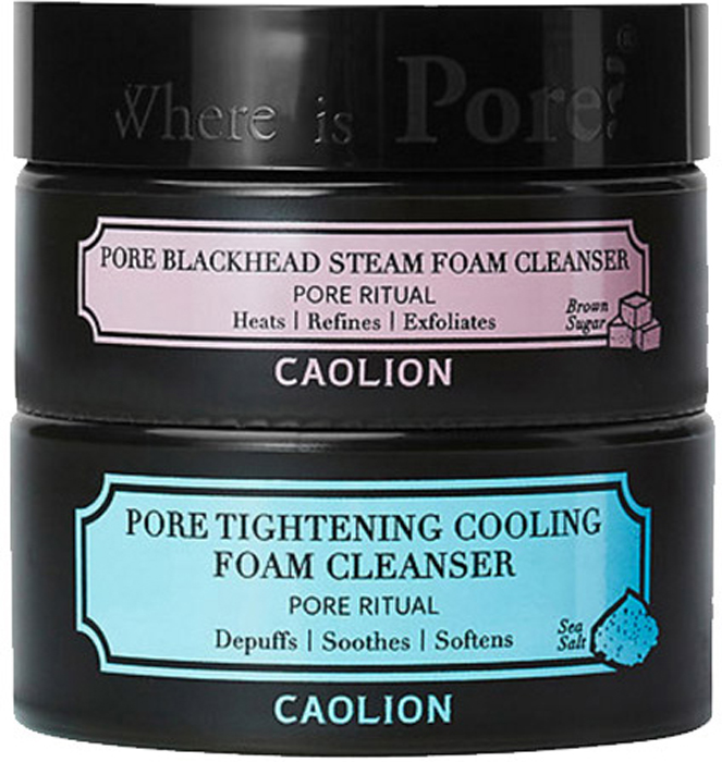 Caolion Разогревающая пенка для умывания от черных точек и Охлаждающая поросуживающая пенка для умывания (Дуэт) Hot & Cool Pore Foam Clenser Duo 20г+30г