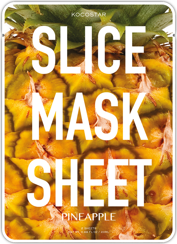Kocostar Маска-слайс для лица Ананас , 20 мл / Slice Mask Sheet (Pineapple) тканевые маски и патчи kocostar маска слайс для лица алоэ вера 20мл