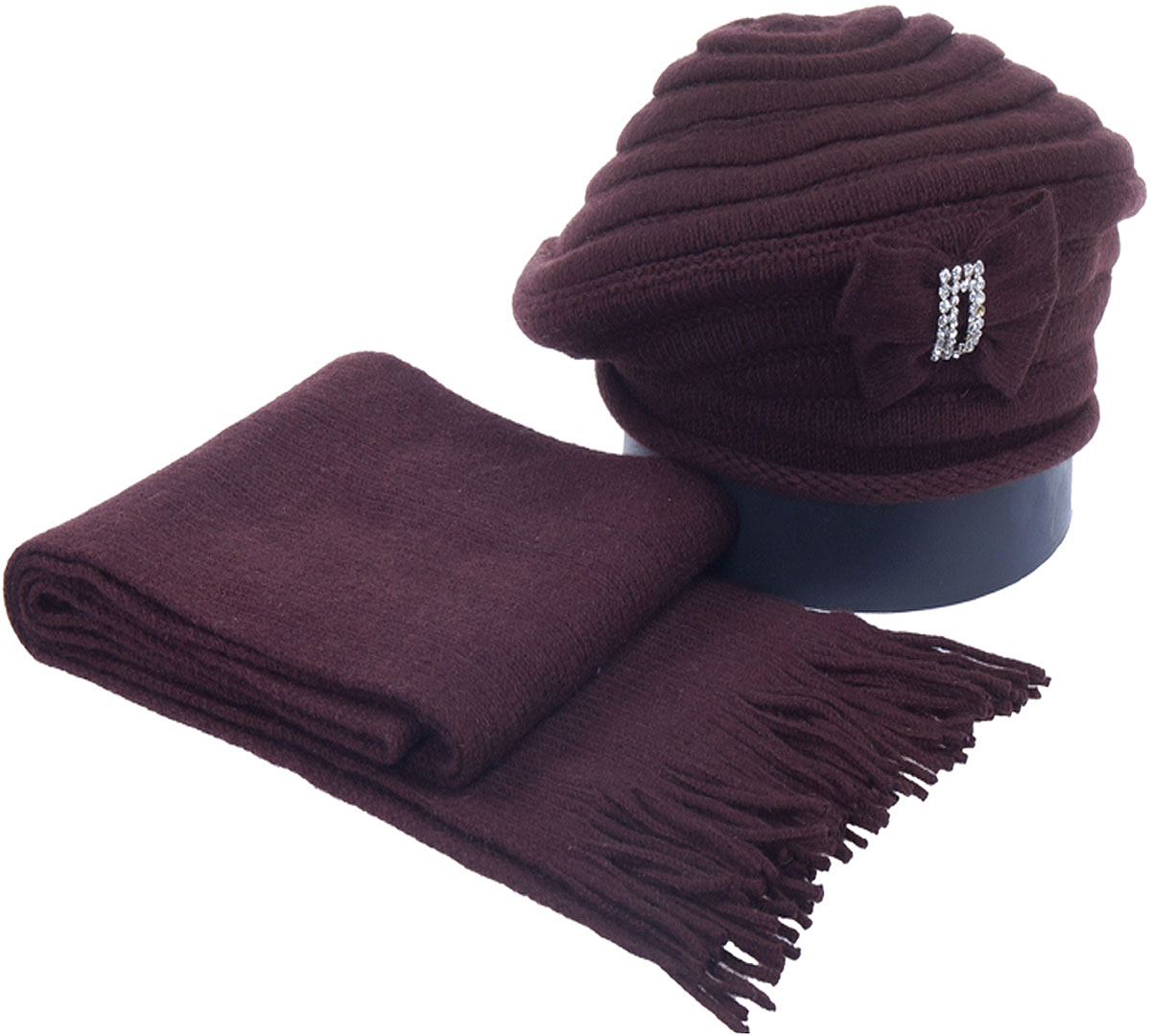 Комплект аксессуаров женский Vittorio Richi: шапка, шарф, цвет: коричневый. Aut121/61823L-85/17