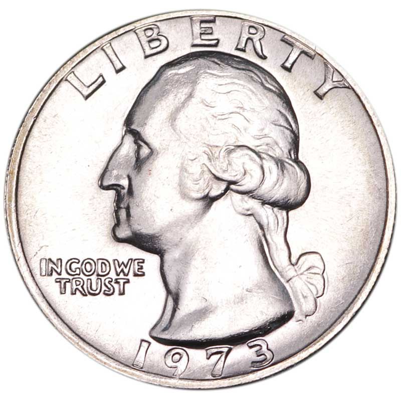 Монета номиналом 25 центов США, Вашингтон, двор P, 1973 год
