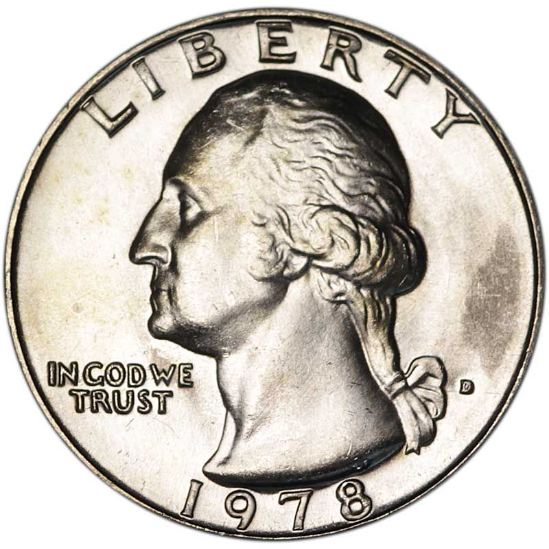 Монета номиналом 25 центов США, Вашингтон, двор D, 1978 год