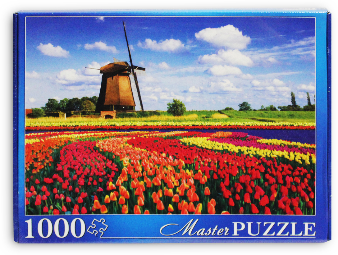 Masterpuzzle Пазл Нидерланды Тюльпановое поле и мельница