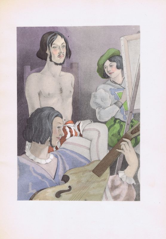 Рисование с натуры. Офсетная литография, пошуар. Франция, Париж, 1948 год