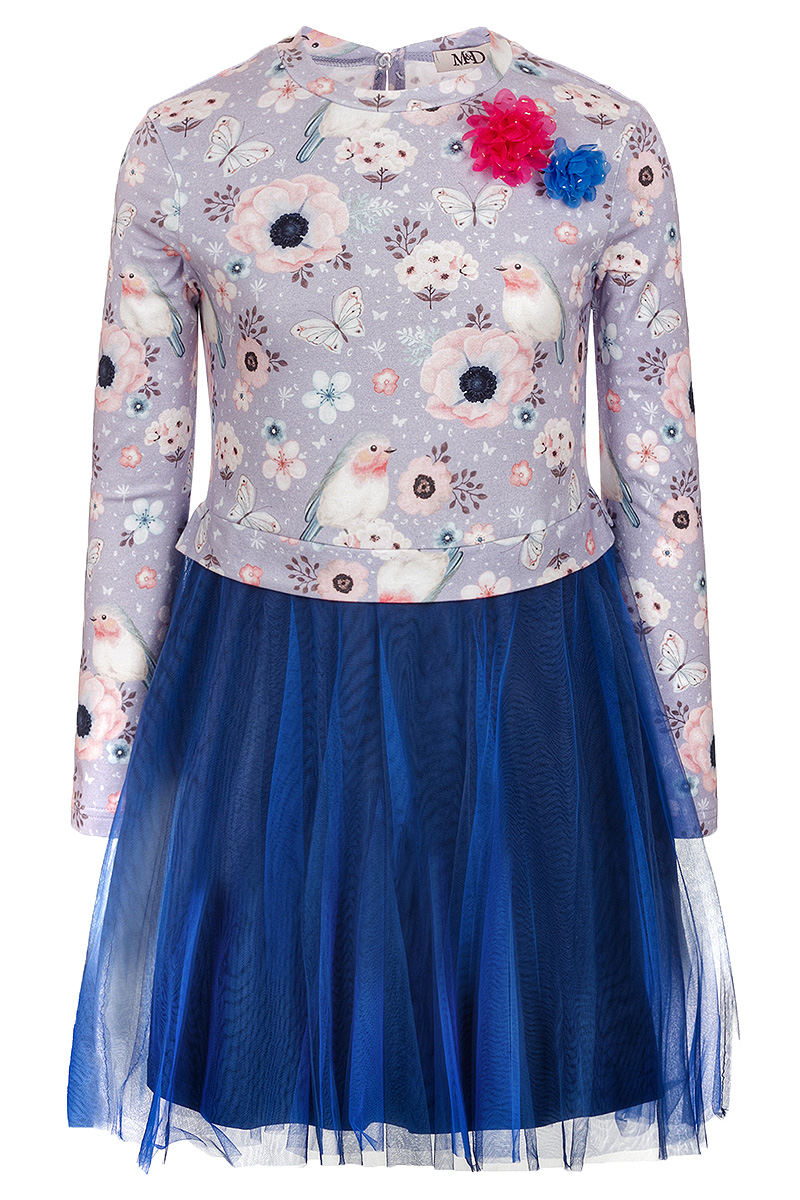 Платье для девочек M&D, цвет: серо-голубой. 18221200576. Размер 122