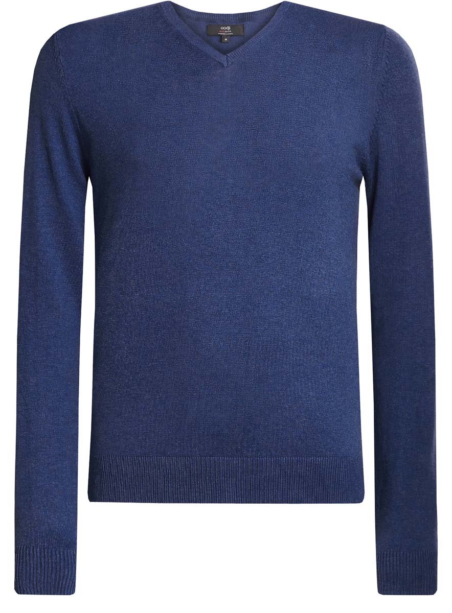 Пуловер мужской oodji Basic, цвет: синий меланж. 4B212004M/34390N/7500M. Размер XXL (58/60)