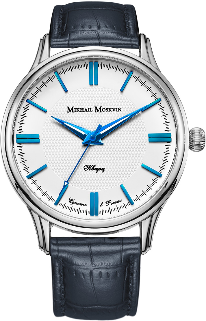 Часы наручные мужские Mikhail Moskvin, цвет: серебристый, синий. 1067A1L1-10