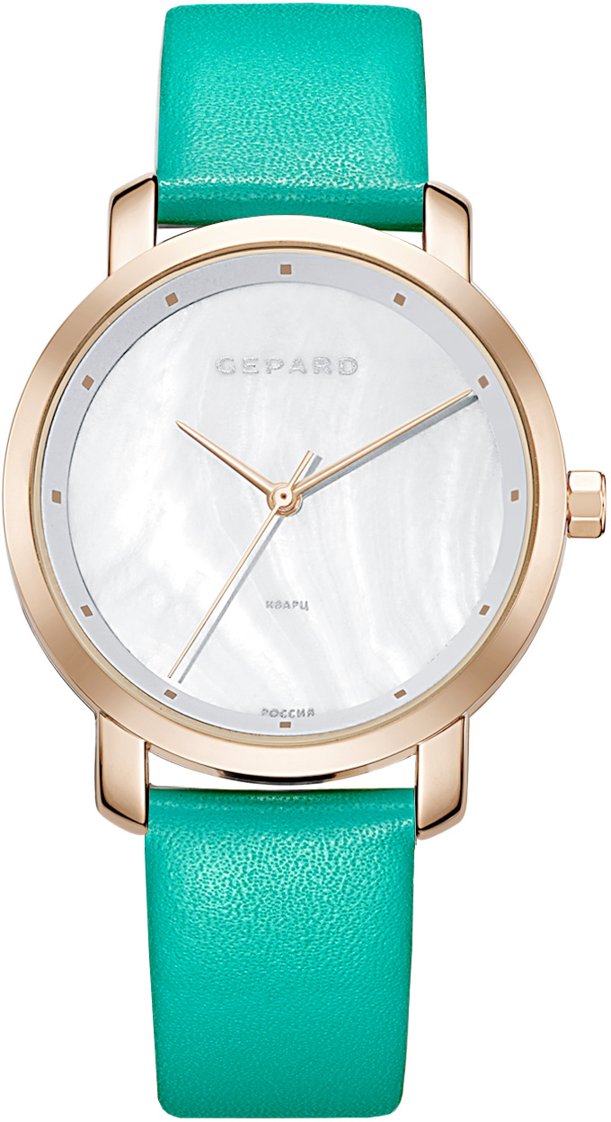Часы наручные женские Gepard, цвет: золотистый, зеленый. 1252A3L7-13