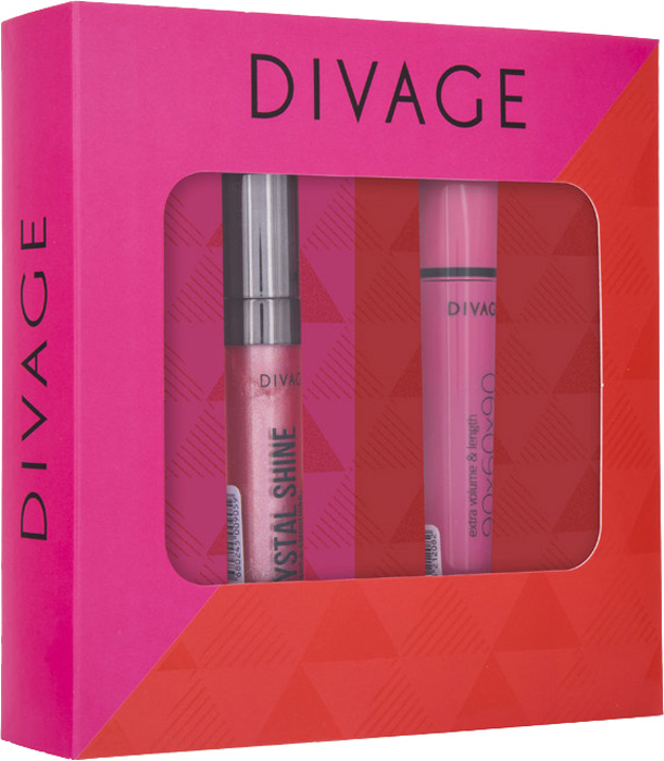 Divage - Набор подарочный 65 (Тушь для ресниц 90х60х90, тон №6101 + Блеск для губ Crystal Shine, тон №06)