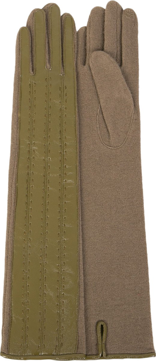 Перчатки женские Dali Exclusive, цвет: оливковый, бежевый. i.LT_VA_26/NUTRIA. Размер M (7)