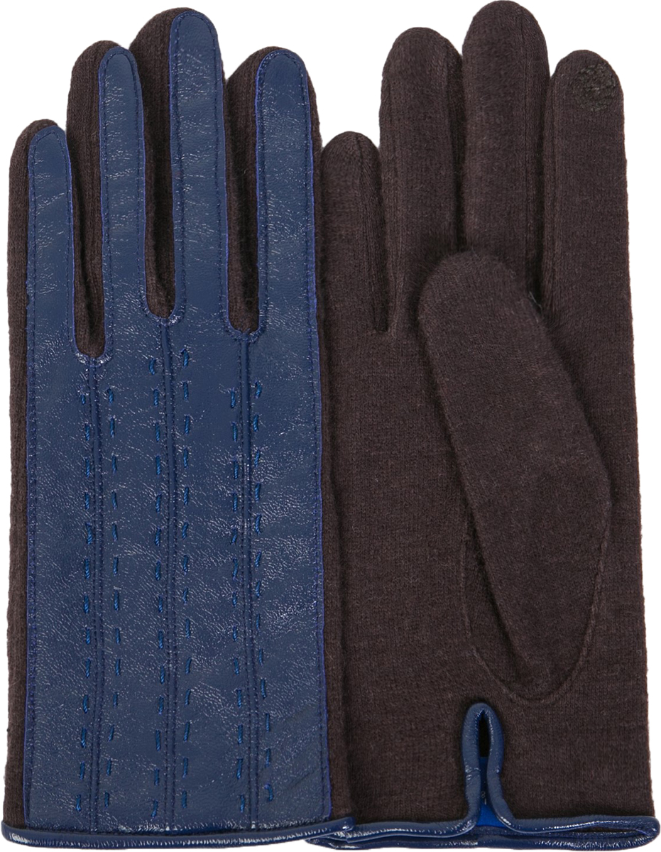 Перчатки женские Dali Exclusive, цвет: синий, коричневый. i.LT_VASSA/NAVY.BR. Размер M (7)