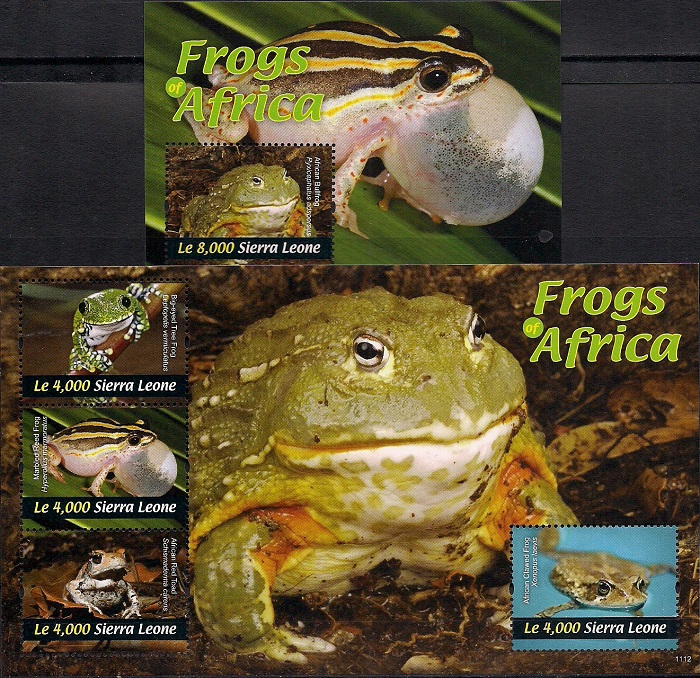 Лягушки Африки, Сьерра - Леоне. Лист + блок