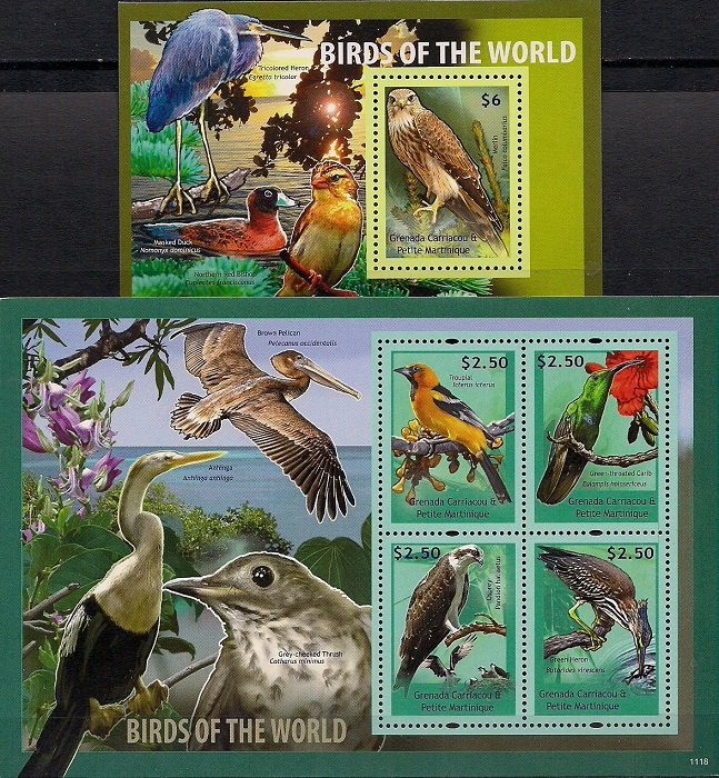 Птицы мира № 3, Гренада. Лист + блок