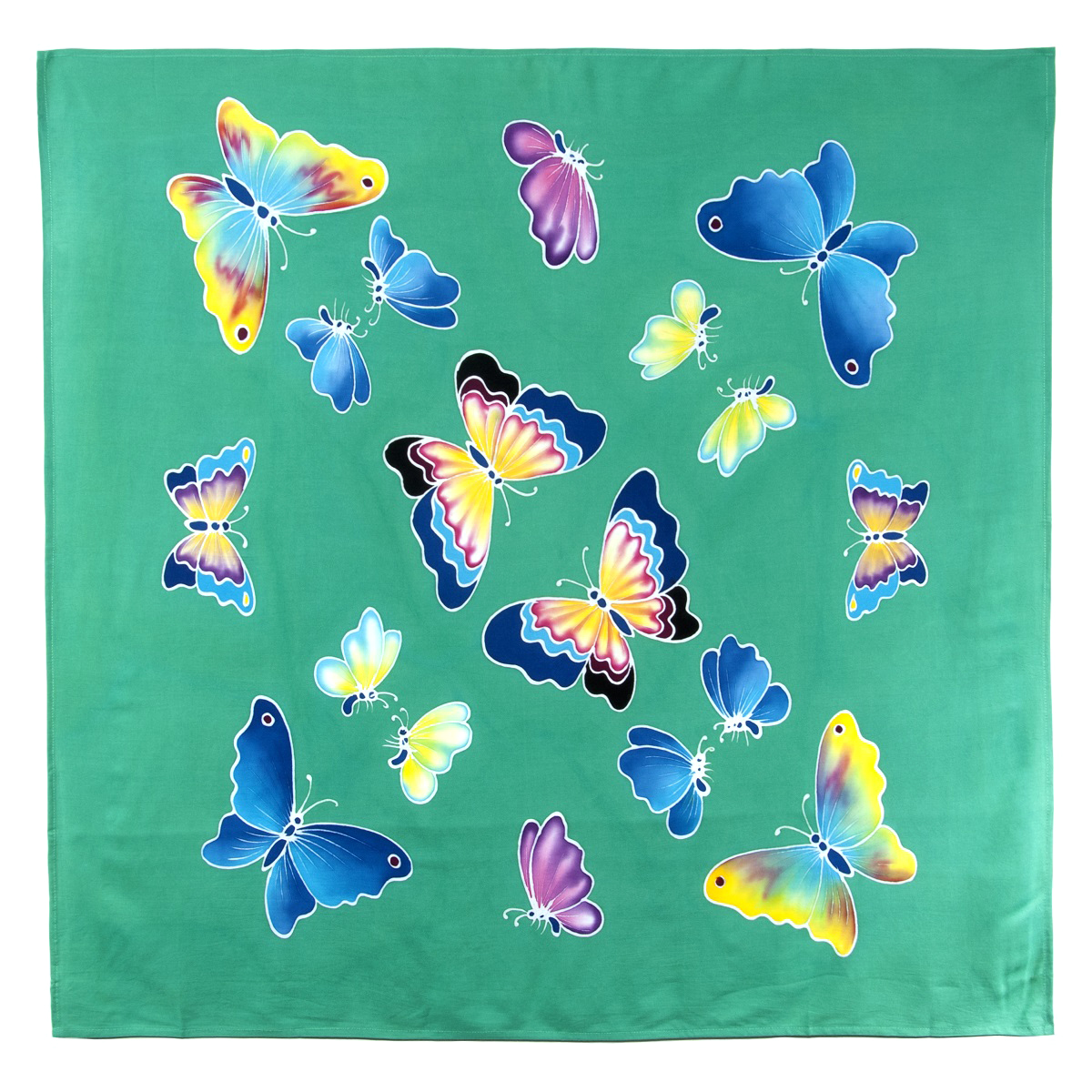 Платок женский Wayanna Batik Волшебные бабочки, цвет: зеленый. 1.5.1. Размер 100 х 100 см