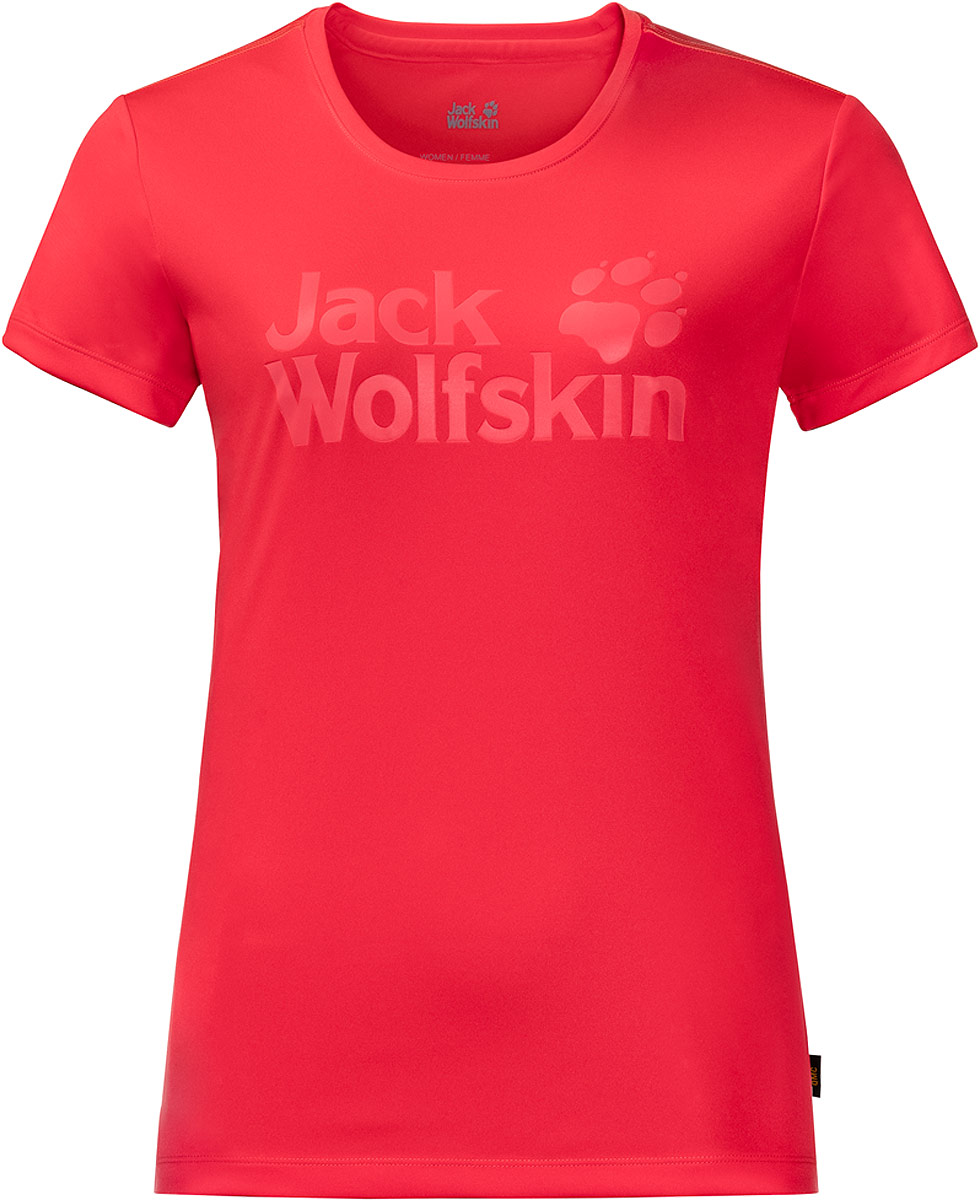 Футболка женская Jack Wolfskin Rock Chill Logo T, цвет: красный. 1805541-2058. Размер L (50)