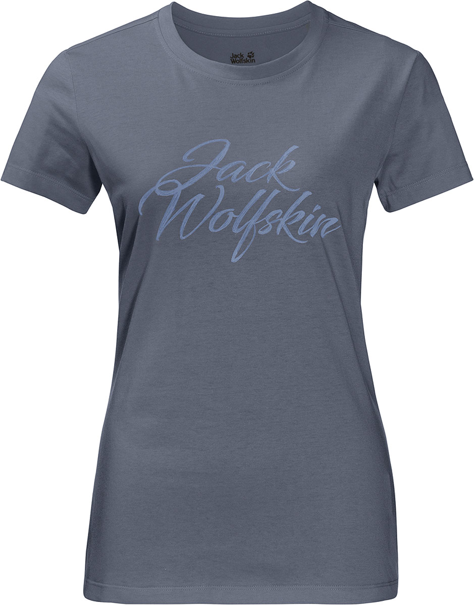 Футболка женская Jack Wolfskin Brand T, цвет: серый. 1806061-6505. Размер XS (42)