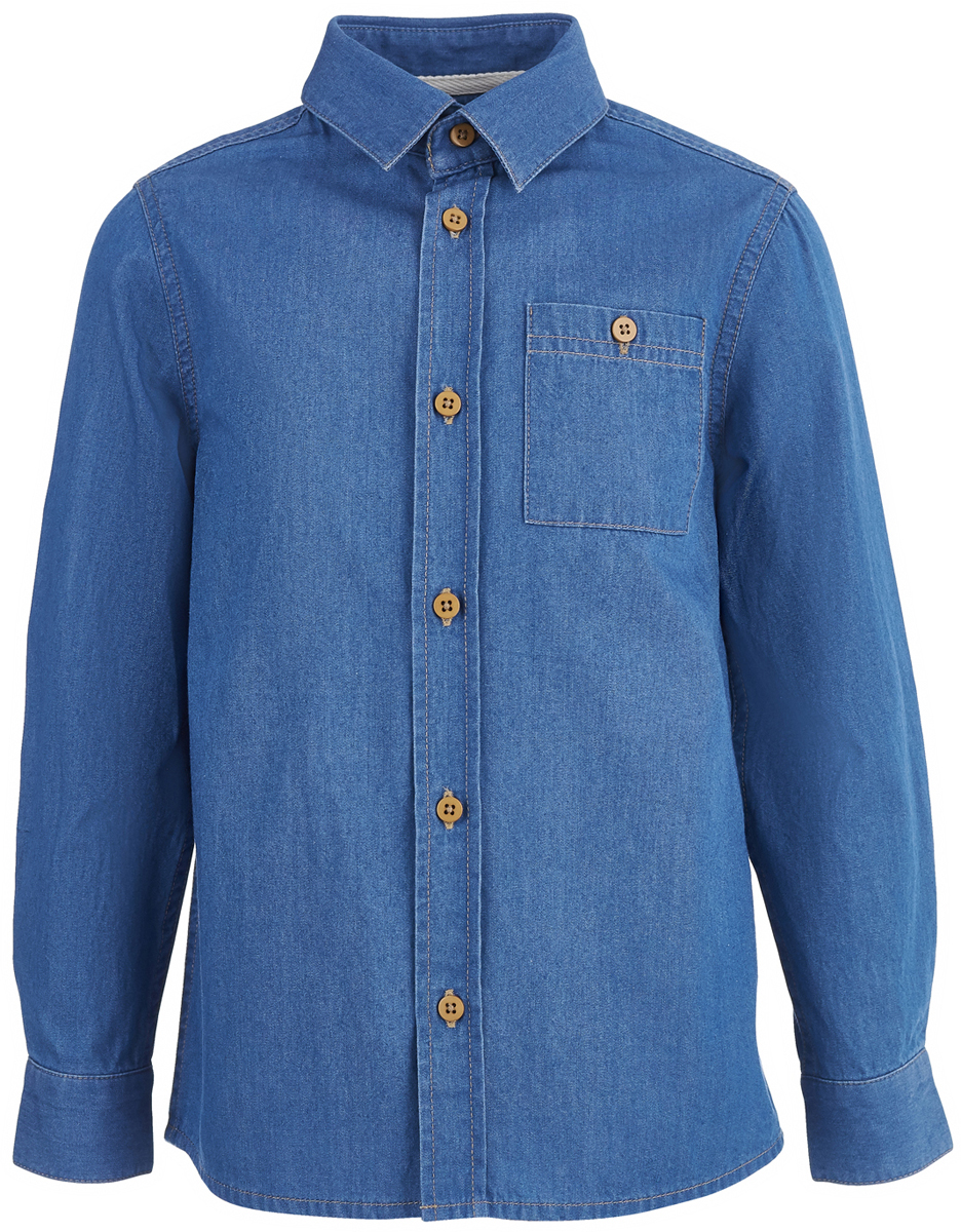 Рубашка для мальчика Button Blue, цвет: синий. 118BBBC2306D100. Размер 140