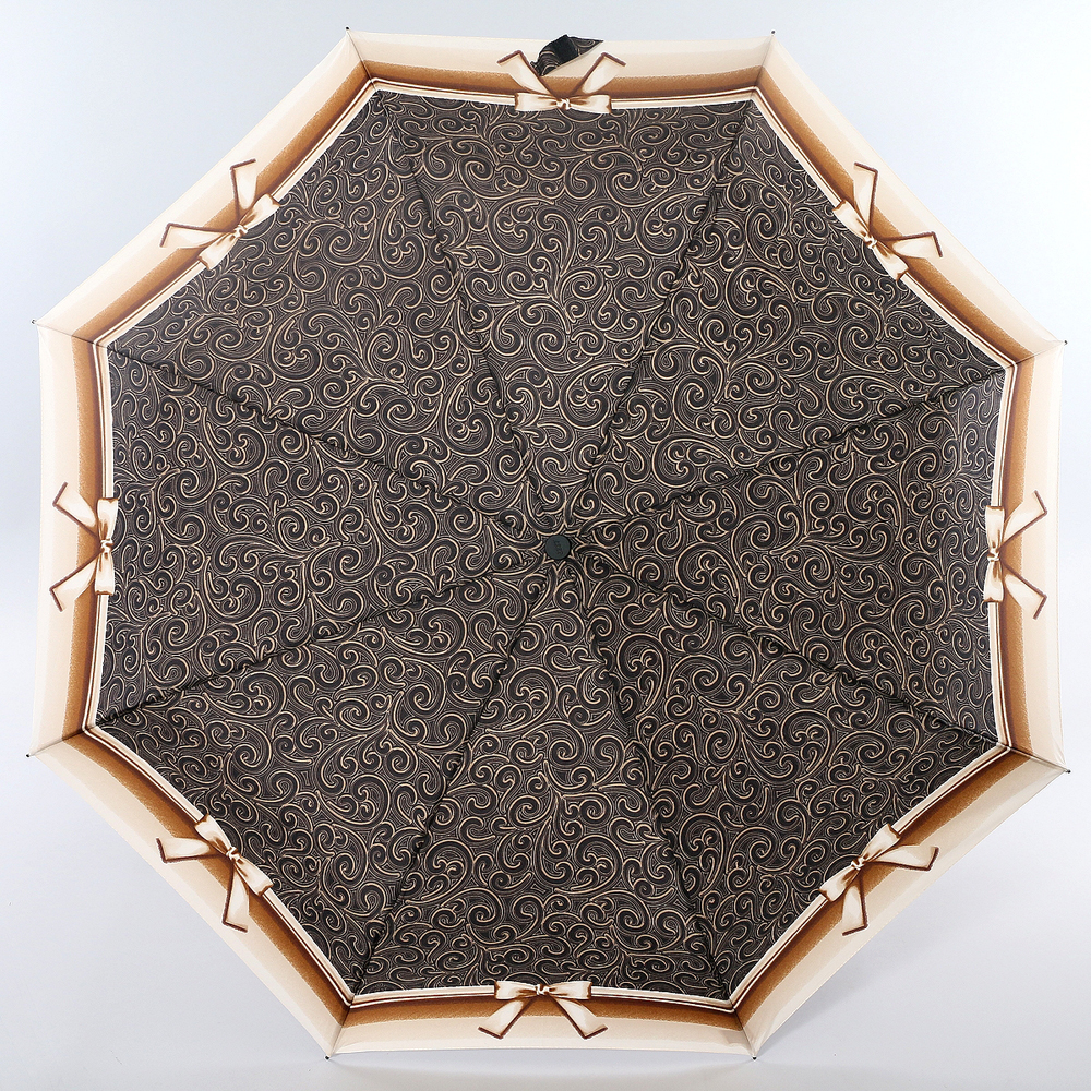 Зонт женский Zest, автомат, 3 сложения, цвет: черный, коричневый, песочный. 23927-220