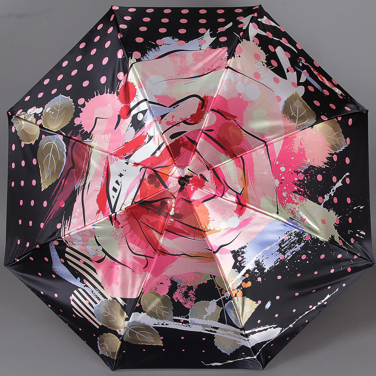 Зонт женский Trust, автомат, 3 сложения, цвет: черный, розовый, красный. 30471-54