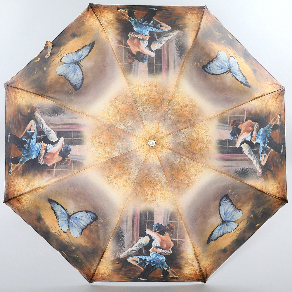 Зонт женский Trust, автомат, 3 сложения, цвет: коричневый, серо-синий, песочный. 31475-1615