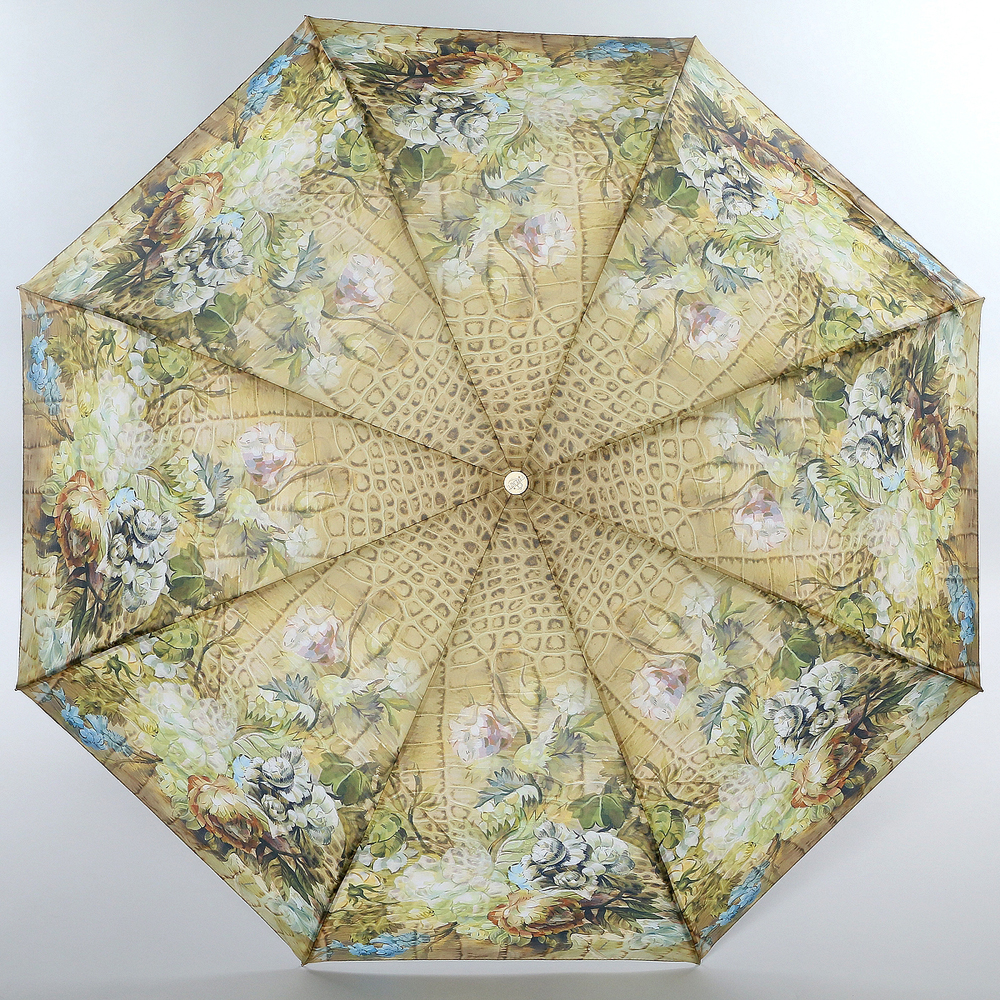 Зонт женский Trust, автомат, 3 сложения, цвет: бежевый, темно-коричневый. 31476-1633