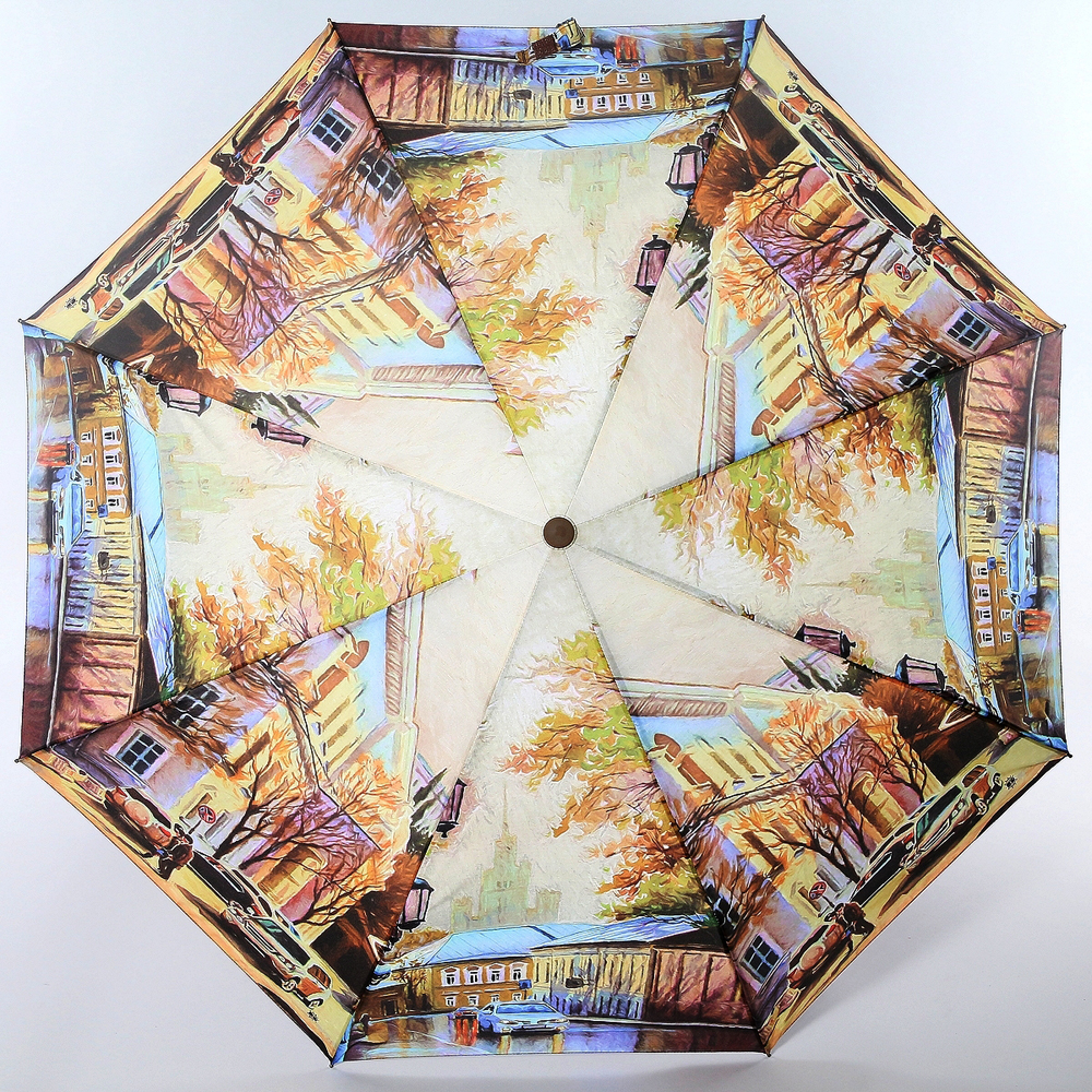 Зонт женский Magic Rain, полуавтомат, 3 сложения, цвет: золотистый, кремовый. 4224-1639