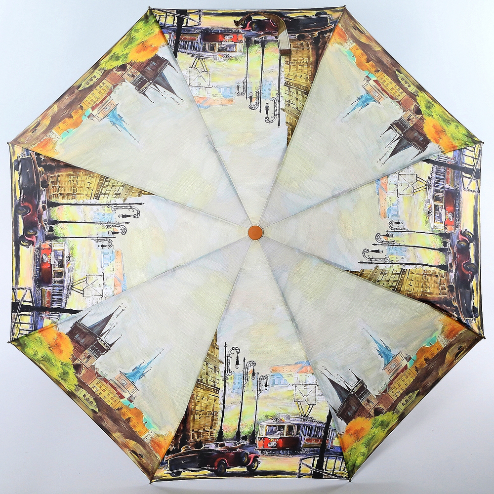 Зонт женский Magic Rain, полуавтомат, 3 сложения, цвет: песочный, голубой, черный. 4224-1640