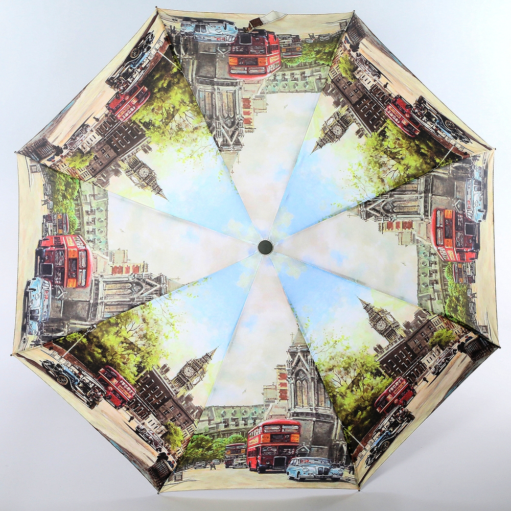 Зонт женский Magic Rain, полуавтомат, 3 сложения, цвет: голубой, бежевый. 4224-1641
