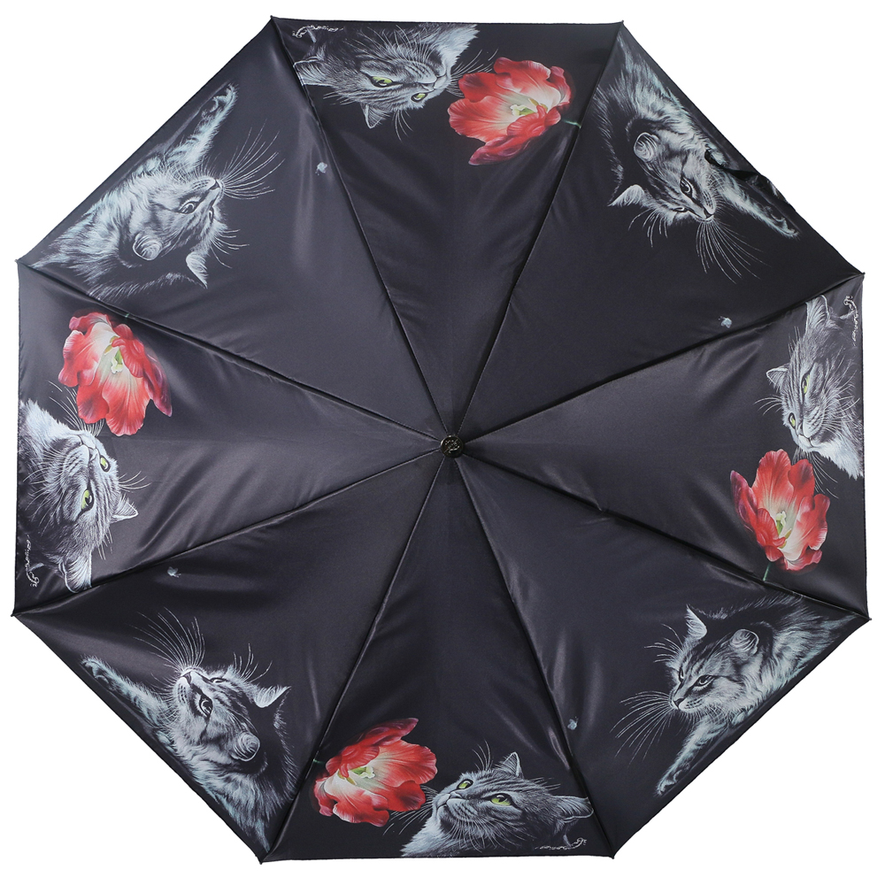 Зонт женский Trust, автомат, 4 сложения, цвет: черный, серый, красный. 42372-82