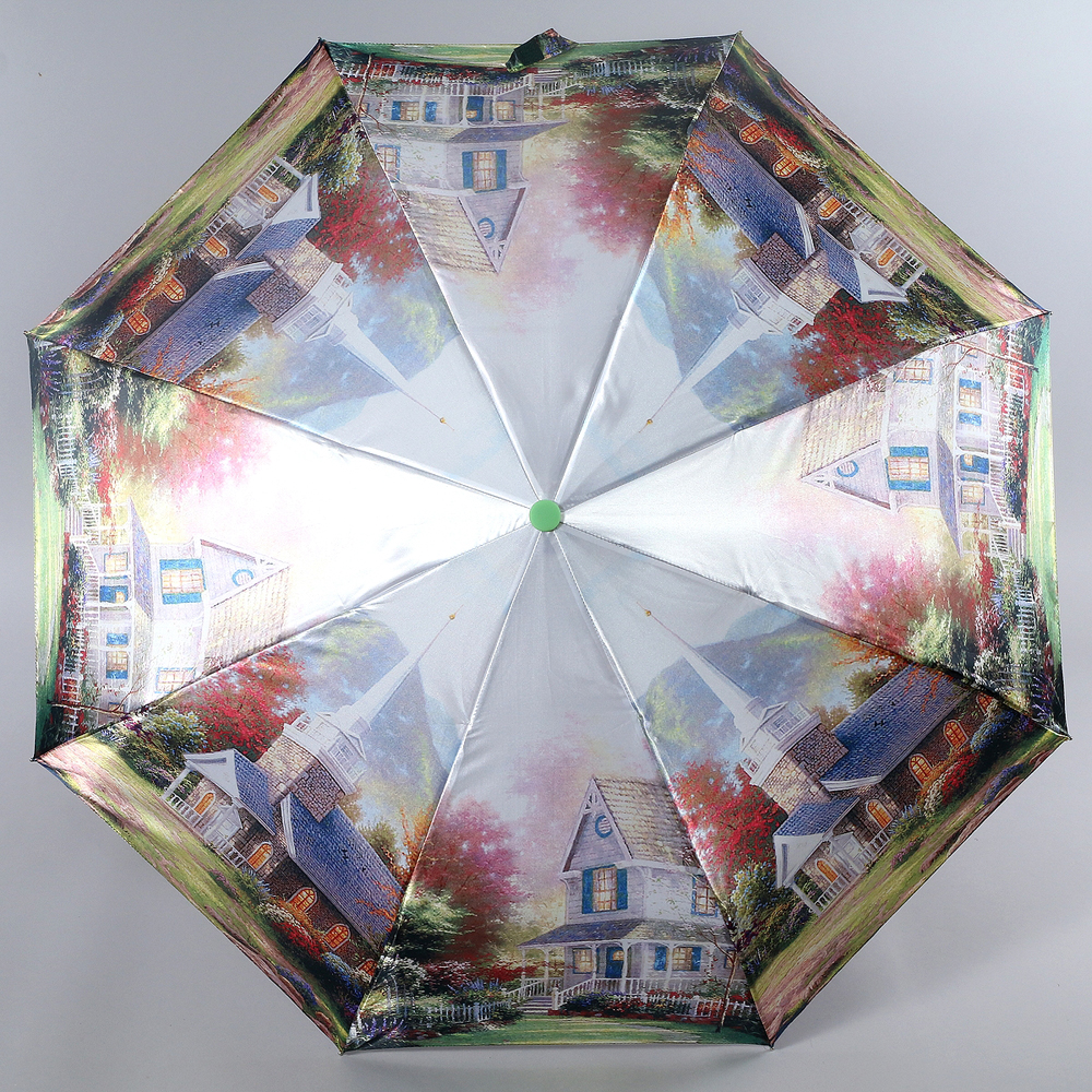 Зонт женский Magic Rain, полуавтомат, 3 сложения, цвет: голубой, мультиколор. 4333-1601