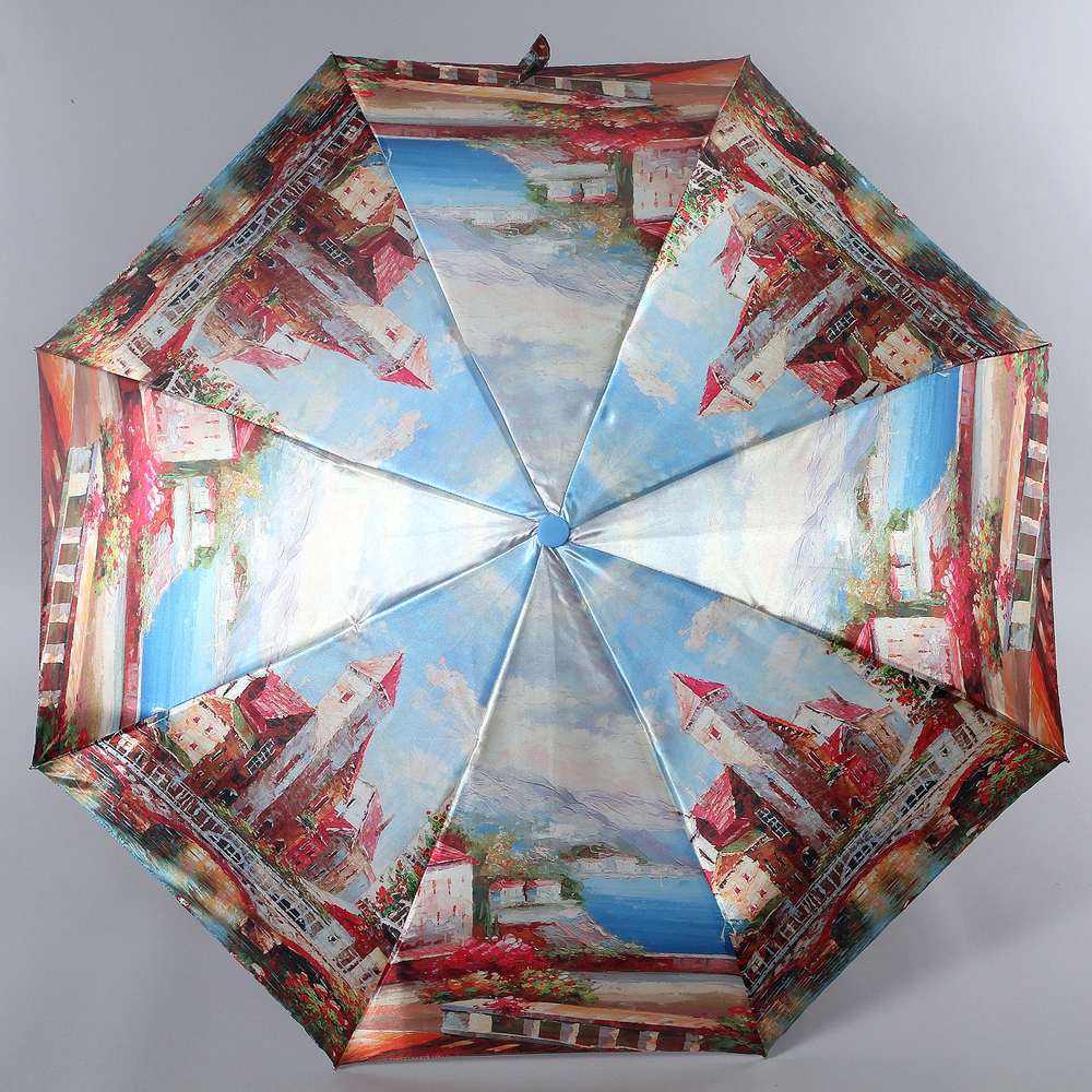 Зонт женский Magic Rain, полуавтомат, 3 сложения, цвет: фуксия, белый, голубой. 4333-1602