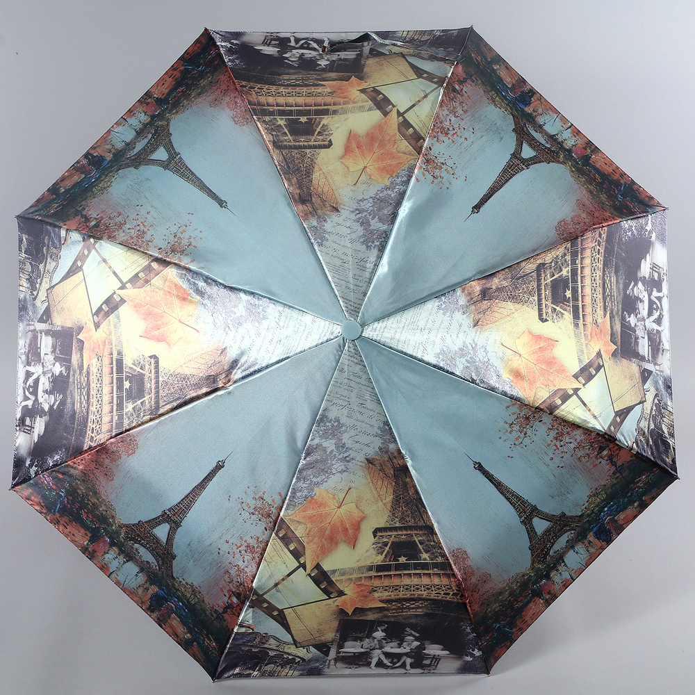 Зонт женский Magic Rain, полуавтомат, 3 сложения, цвет: серо-голубой, серый, рыжий. 4333-1604