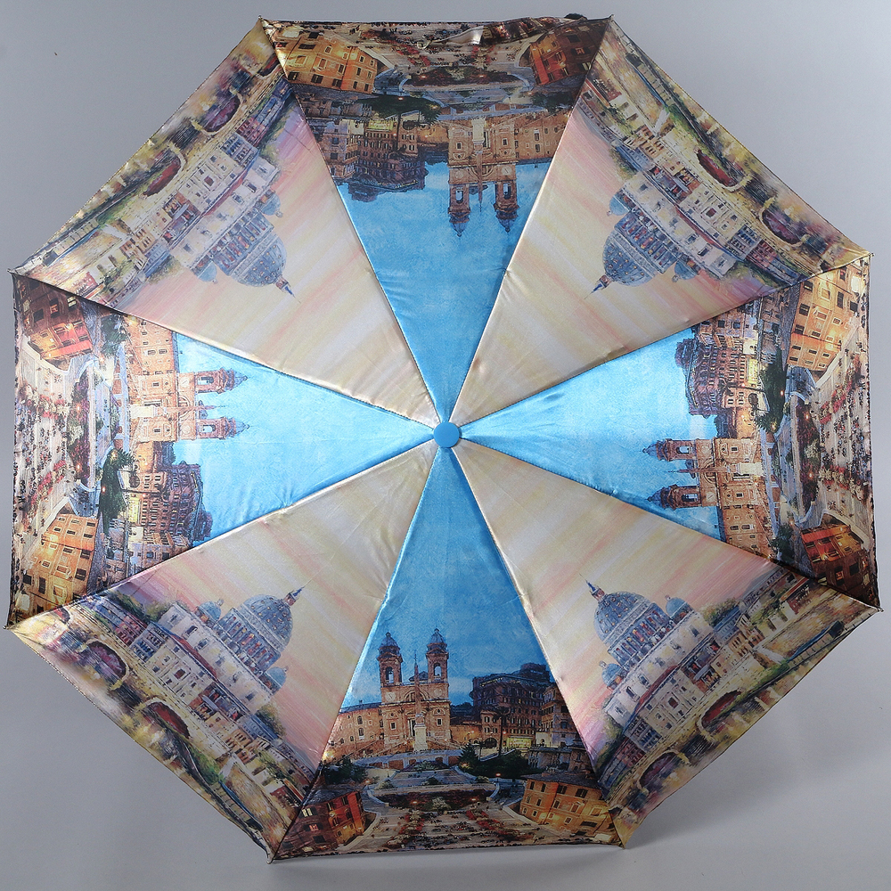 Зонт женский Magic Rain, полуавтомат, 3 сложения, цвет: персиковый, голубой. 4333-1605