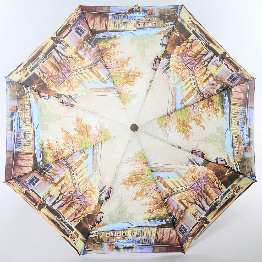 Зонт женский Magic Rain, автомат, 3 сложения, цвет: золотистый, кремовый. 7224-1639