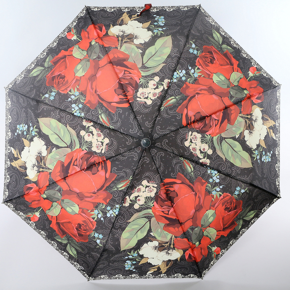 Зонт женский Magic Rain, автомат, 3 сложения, цвет: черный, темно-красный. 7231-1631