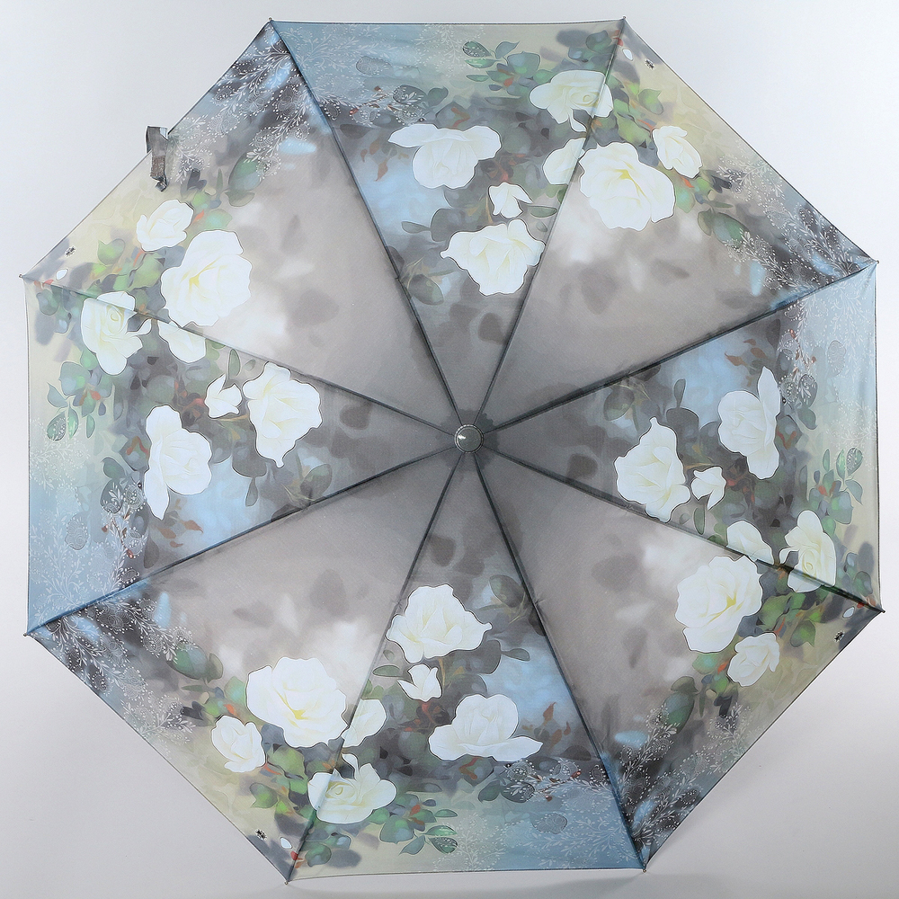 Зонт женский Magic Rain, автомат, 3 сложения, цвет: серо-голубой, голубой. 7231-1632