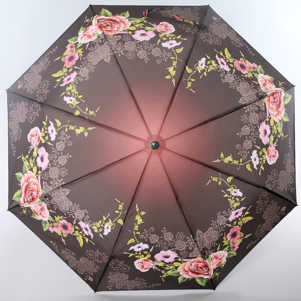 Зонт женский Magic Rain, автомат, 3 сложения, цвет: коричневый, розовый. 7231-1634