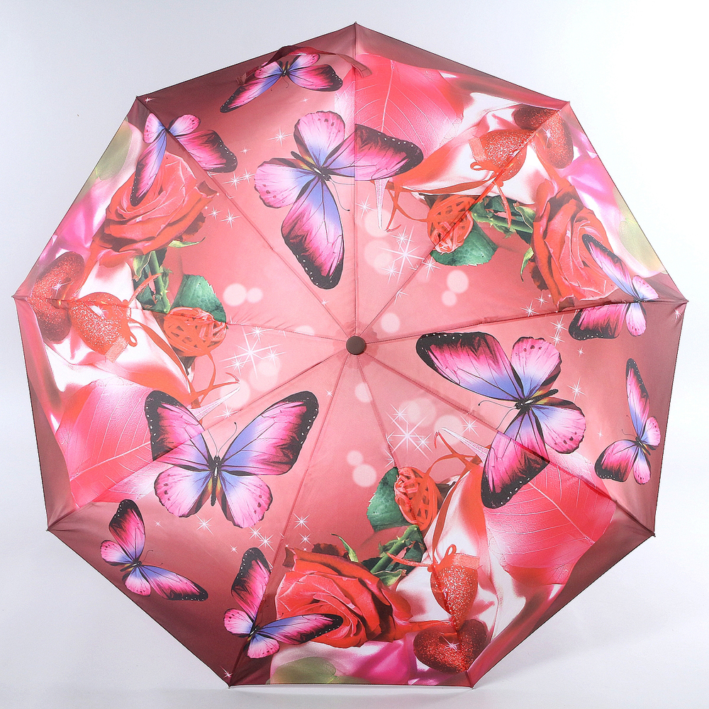 Зонт женский Magic Rain, автомат, 3 сложения, цвет: красный, фуксия, бордовый. 7293-1613