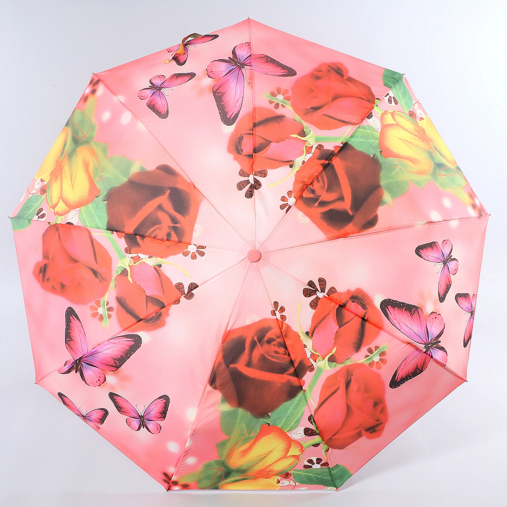 Зонт женский Magic Rain, автомат, 3 сложения, цвет: коралловый, желтый, красный. 7293-1615