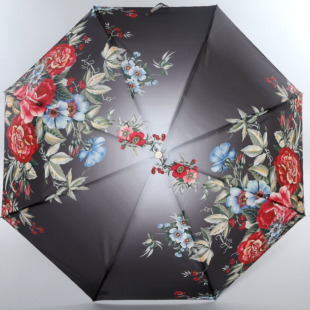 Зонт женский Trust, автомат, 3 сложения, цвет: черый, серый, красный. 31476-1639